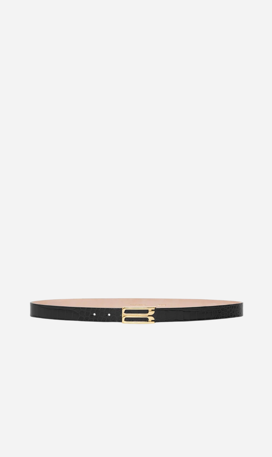 Victoria Beckham | Frame Belt - Black Croc Embossed