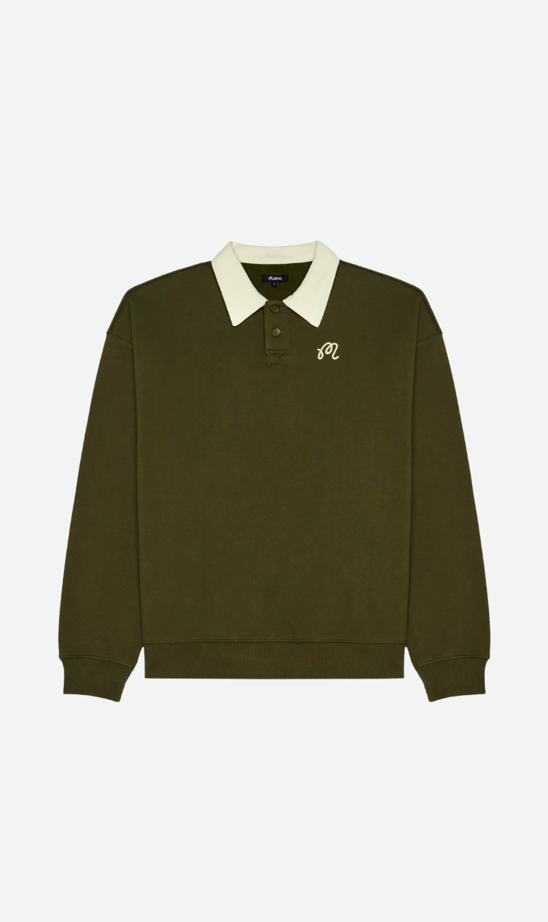 Malbon | Artigianale Collared Crewneck - Cypress Green