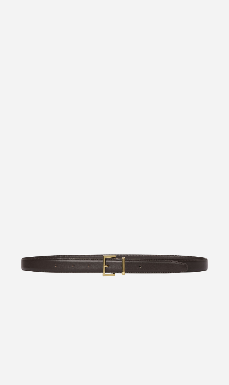 Frame Denim | The Leather Square Buckle Belt - Dark Brown