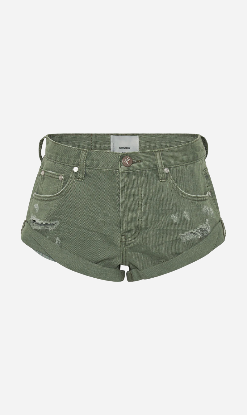 One Teaspoon | Bandit Low Waist Denim Short - Super Khaki