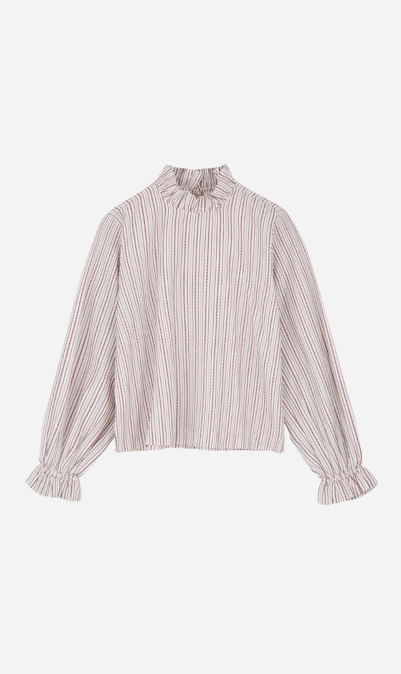 Skall Studio | Cornflower Blouse - Raspberry/Cream stripe