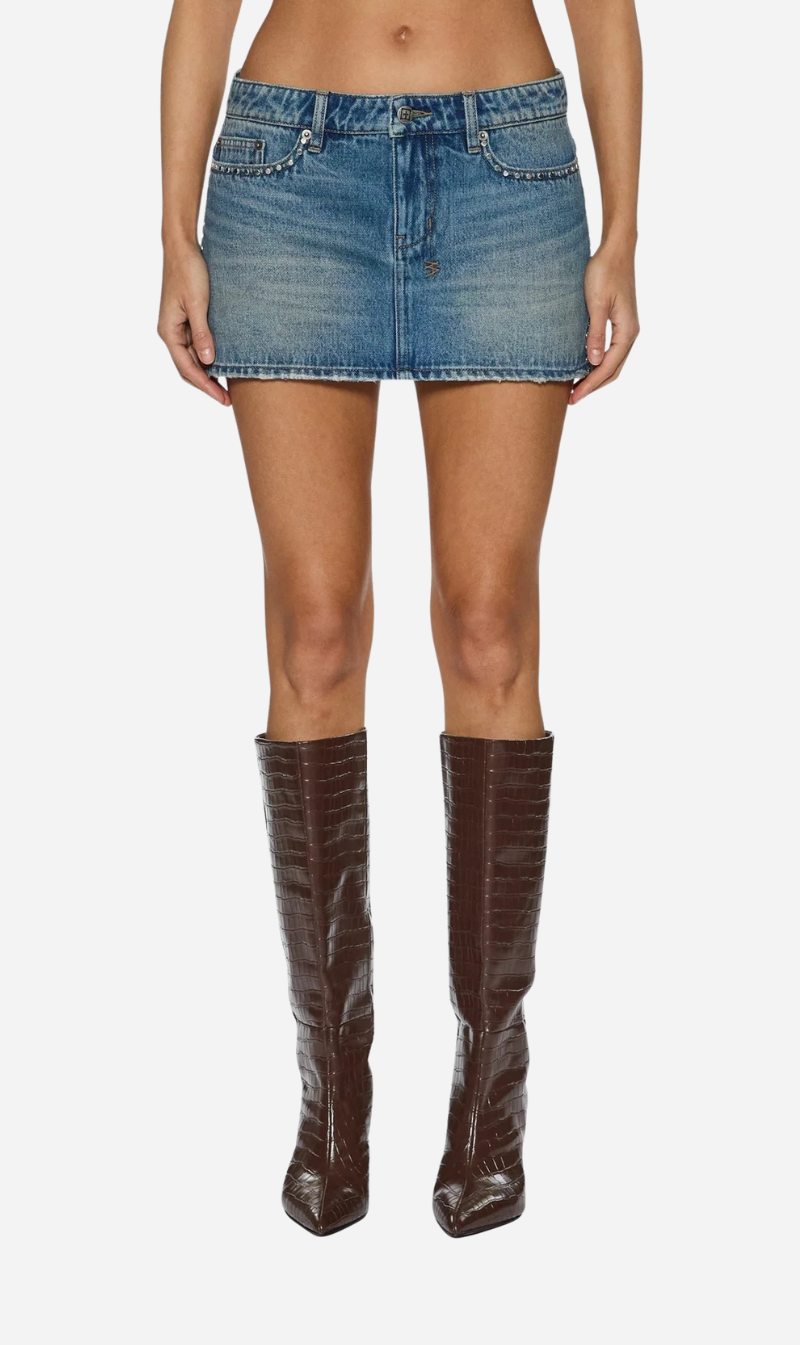 Ksubi | Micro Mini Skirt - Texas Blue Studded