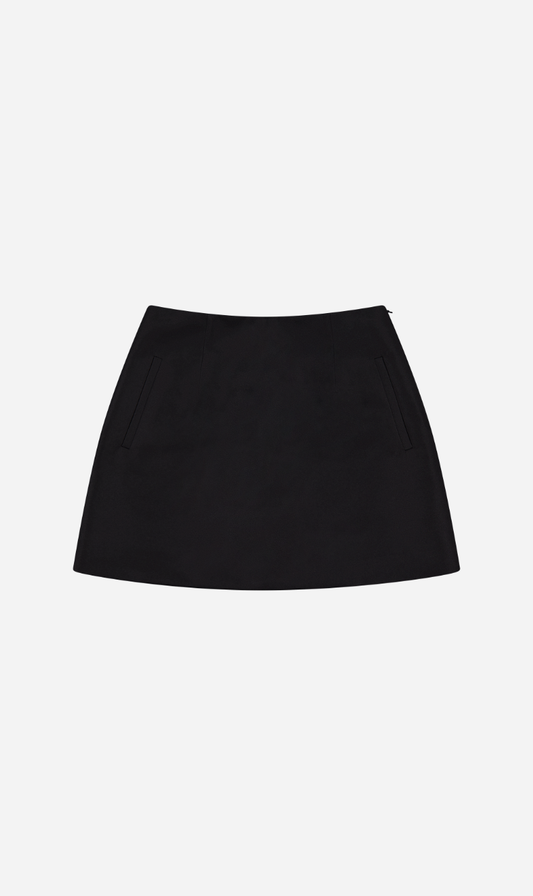 Rebe | Satin Mini Skirt - Black