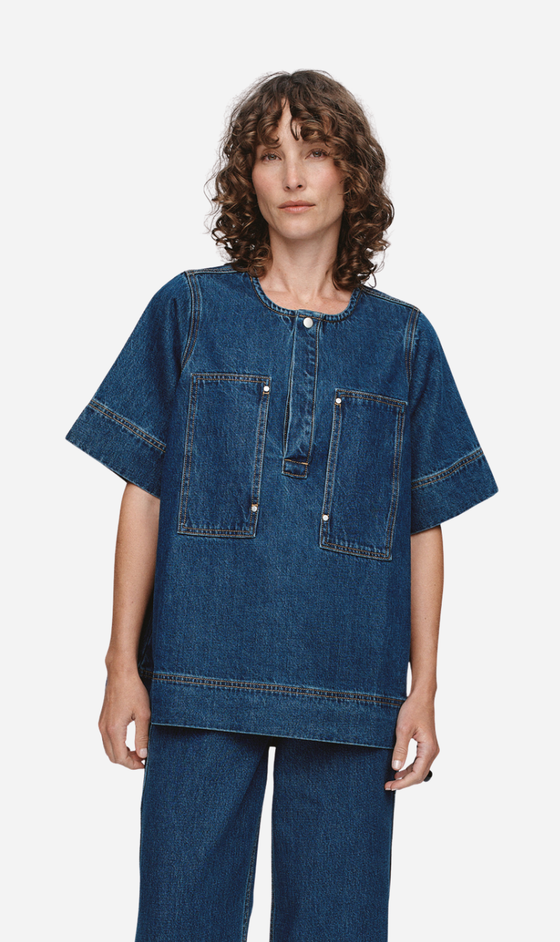 Marle | Patch Pocket Shirt - Washed Indigo