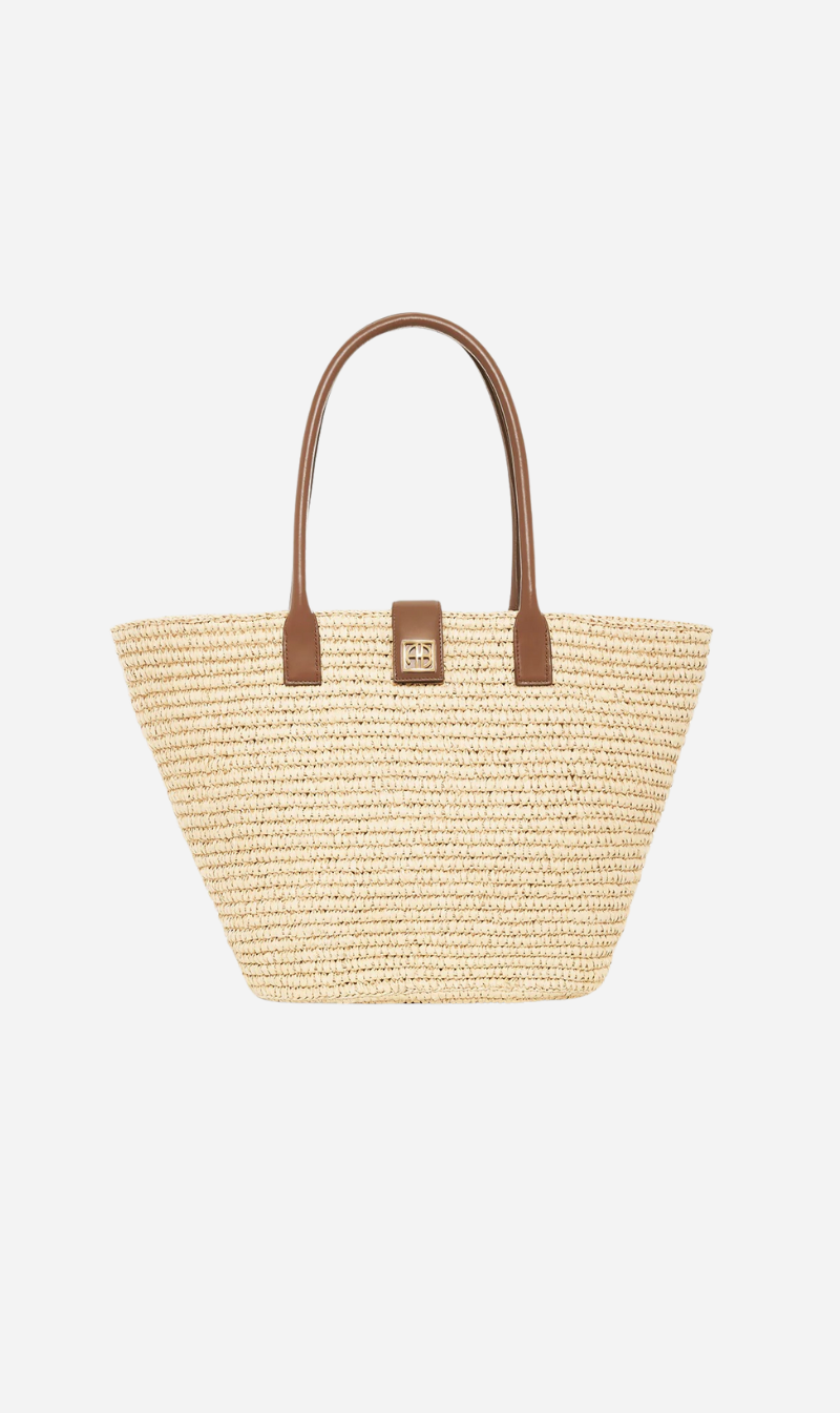 Anine Bing | Lou Tote Monogram - Natural With Cognac
