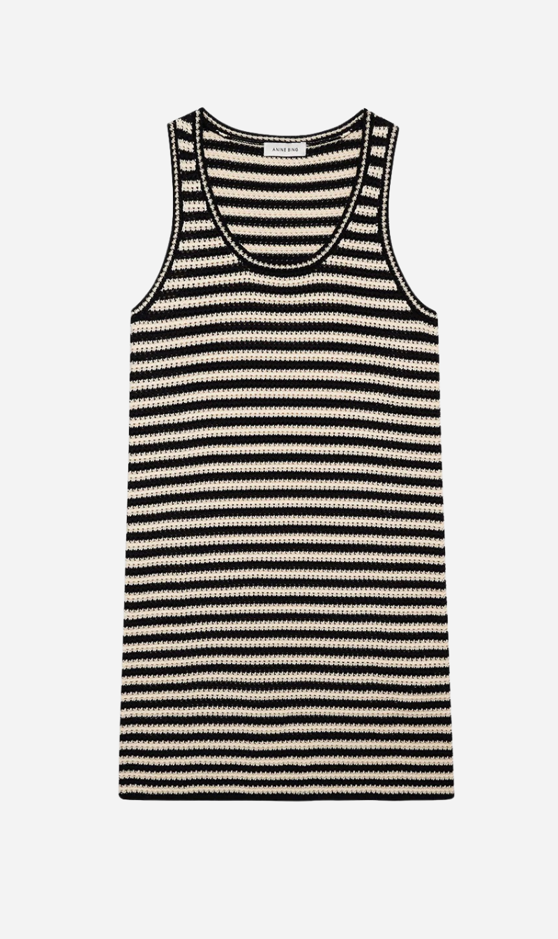 Anine Bing | Arie Dress - Black & Ivory Stripe