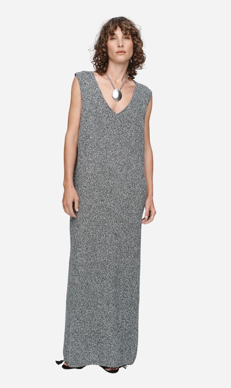 Marle | Iris Dress - Black/Ivory Melange