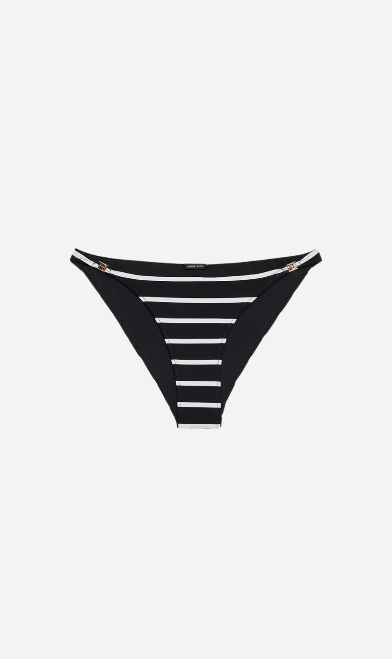 Anine Bing | Bellamy Bikini Bottom - Black & White Stripe