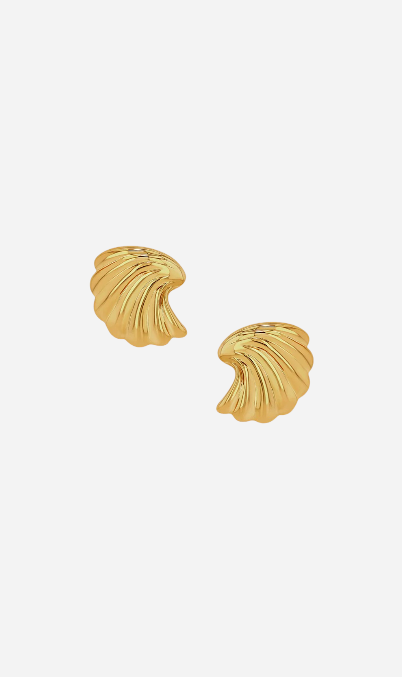 Anine Bing | Curved Shell Earrings - Gold