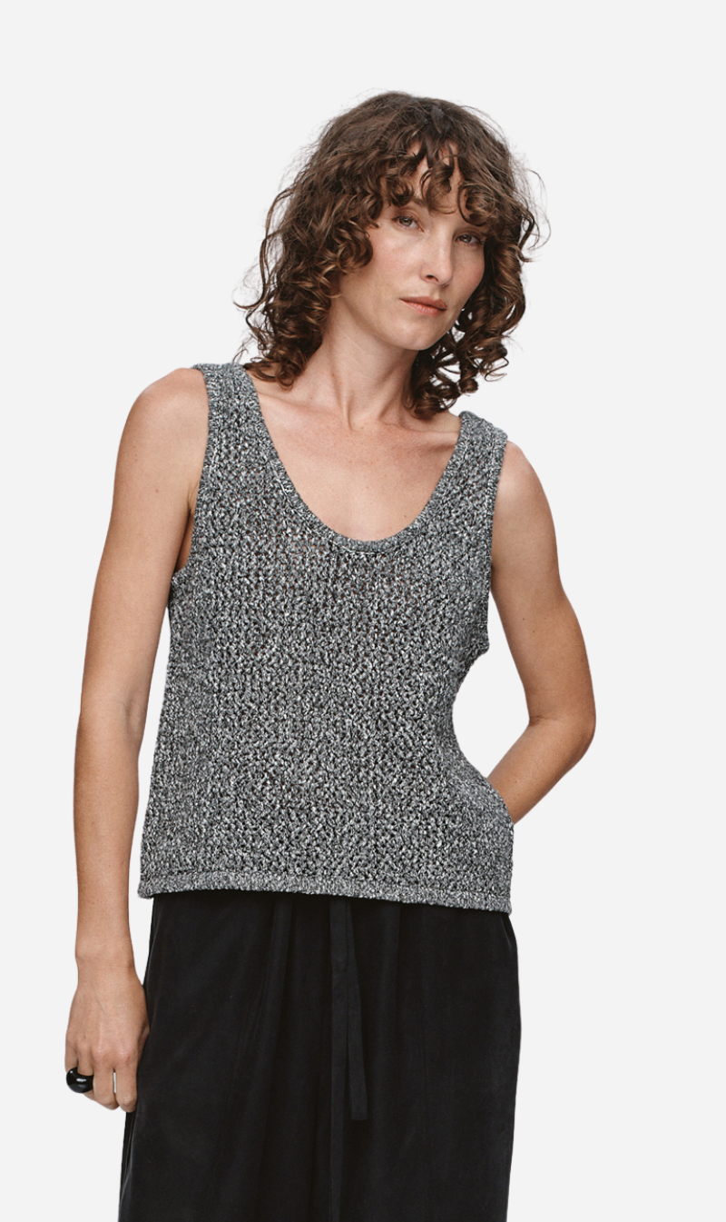 Marle | Nova Top - Black/Ivory Melange