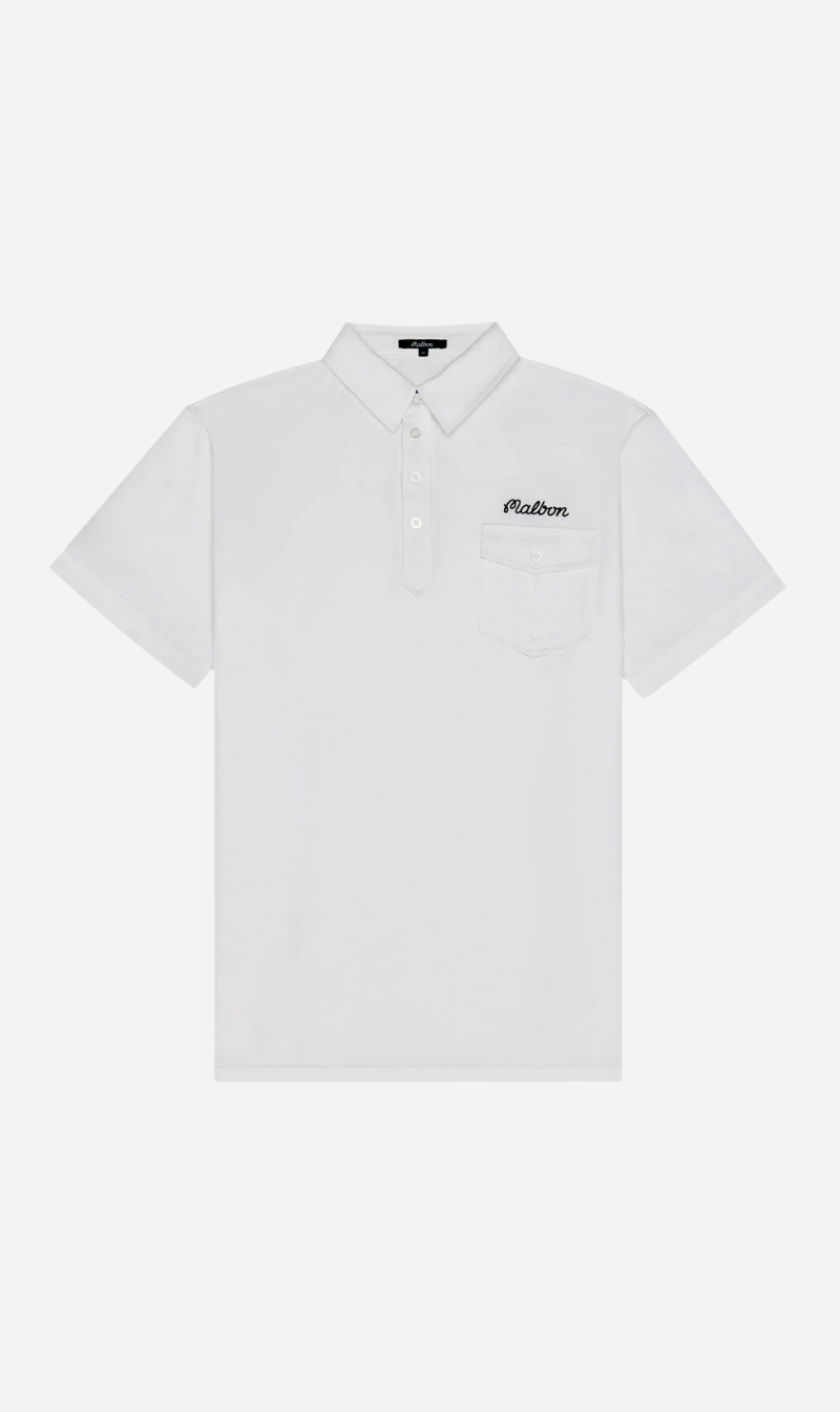 Malbon | Jesper Parnevik Single Pocket Mercerised Cotton Jersey Polo - White