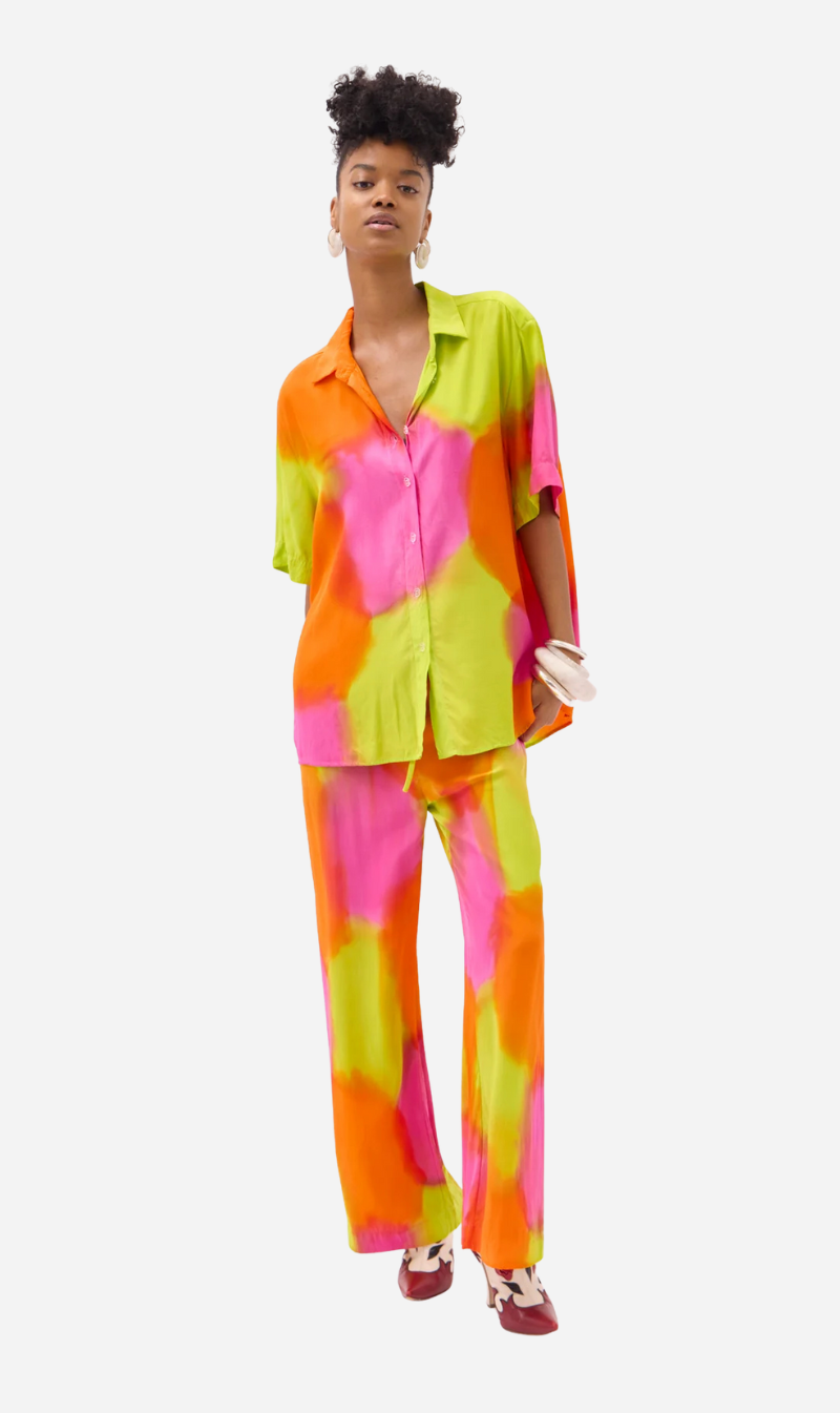 Gary Bigeni | Quinn Drawstring Pant - Hand Painted Neon