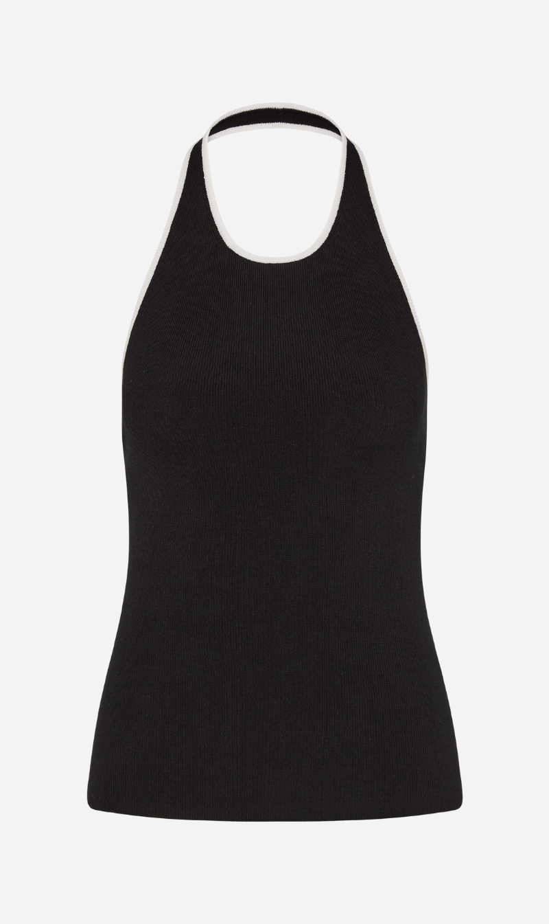 St Agni | Fine Line Halter Top - Black