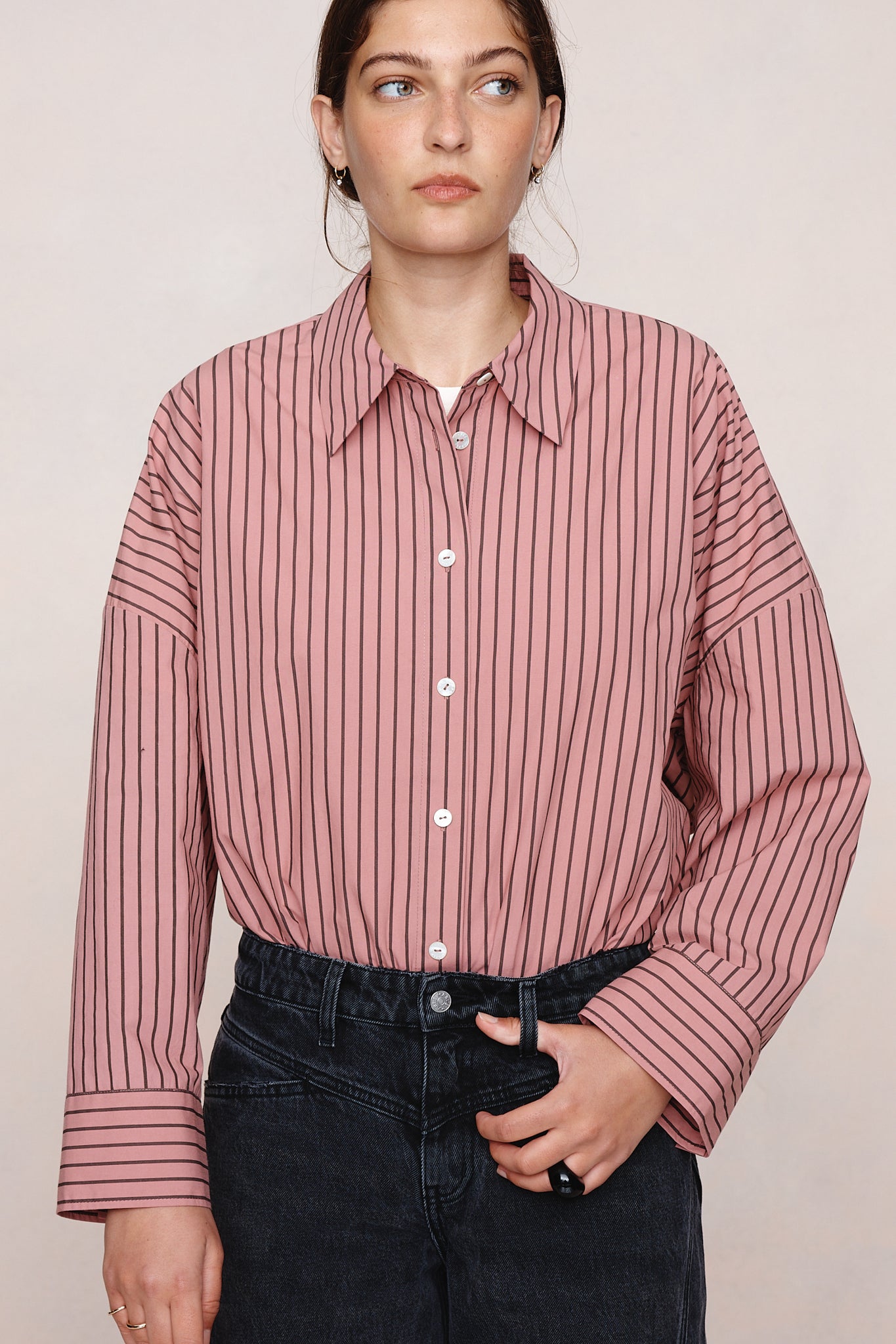 Marle | Edie Shirt - Rosewood Stripe