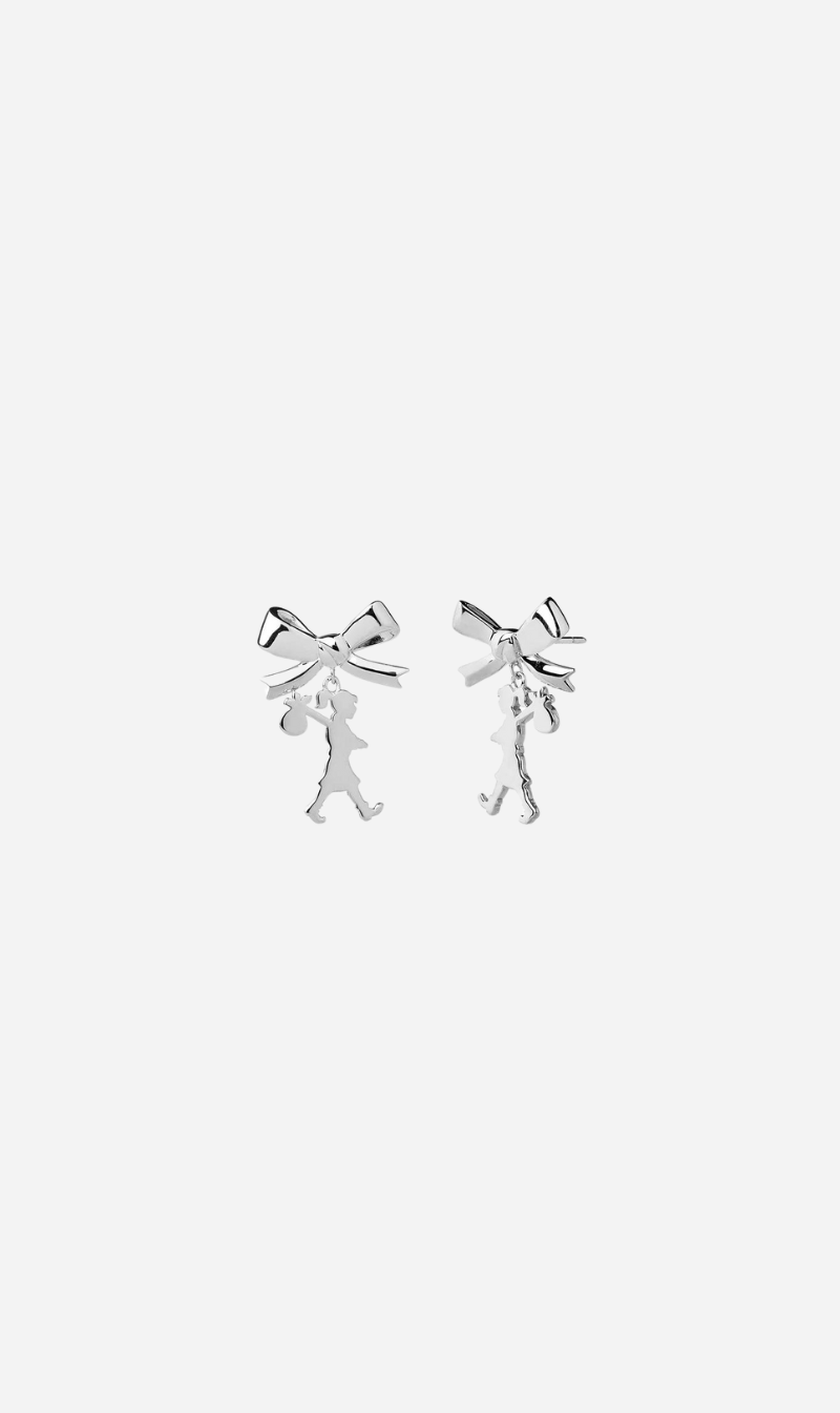 Karen Walker Girl With The Bow Earrings Silver Sisters Co