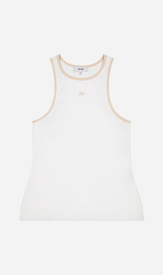 Rebe | Cotton Vest - White/Taupe