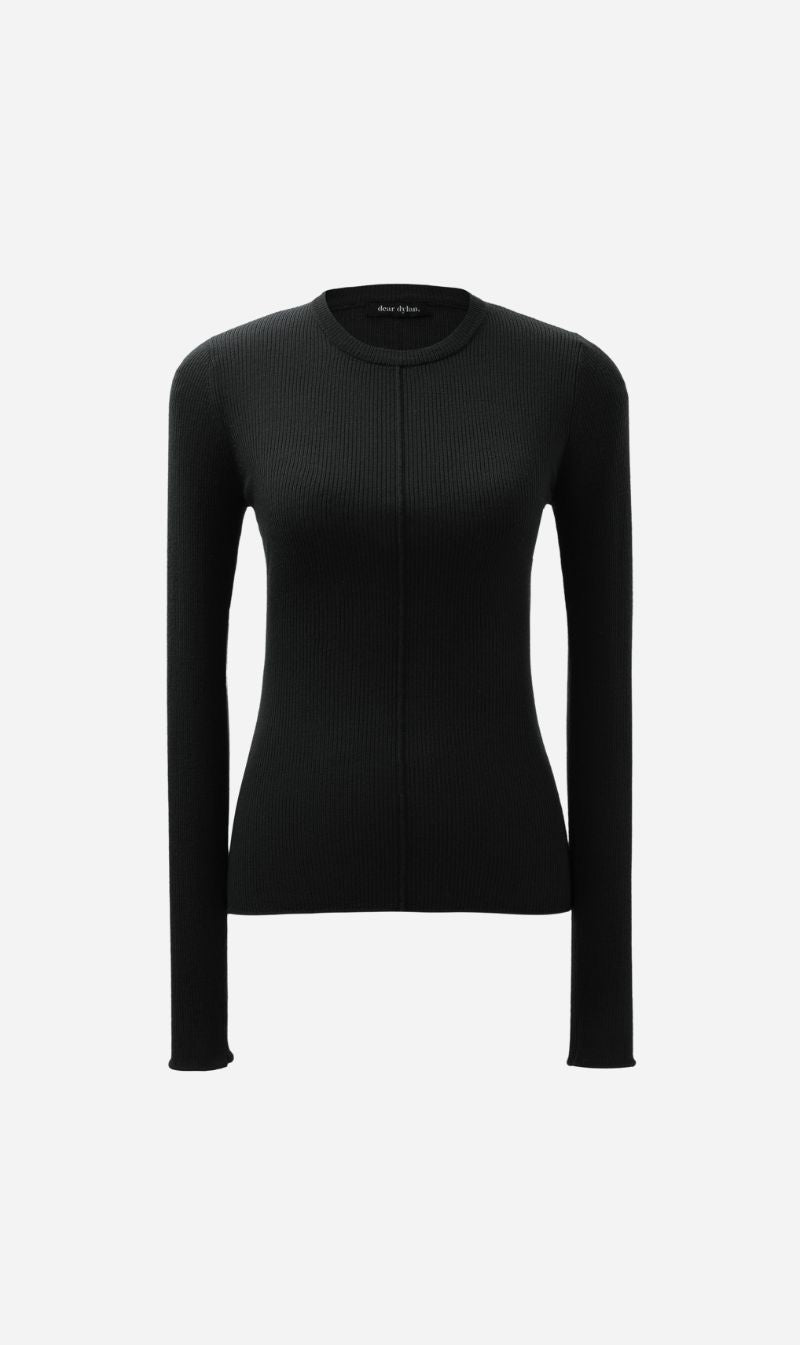 Dear Dylan | Merino Long Sleeve Knit - Noir
