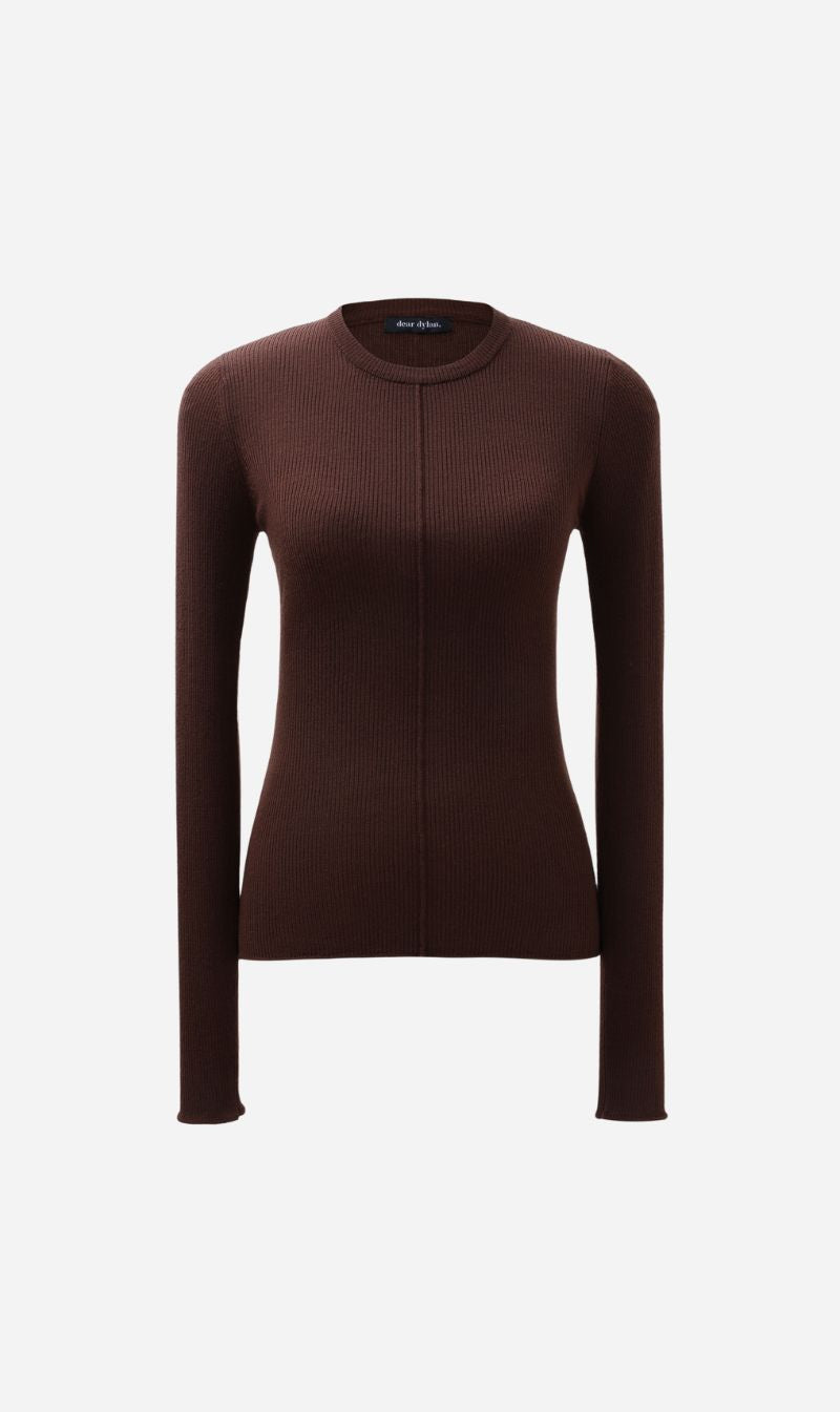 Dear Dylan | Merino Long Sleeve Knit - Tabac