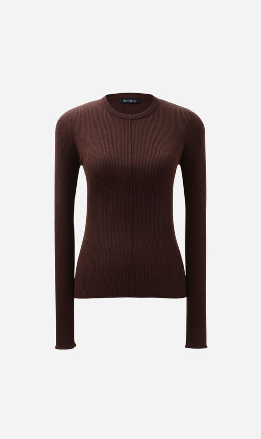 Dear Dylan | Merino Long Sleeve Knit - Tabac