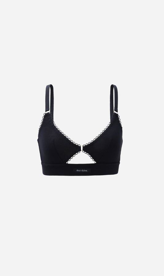 Dear Dylan | Eyelet Trim Bralette - Noir