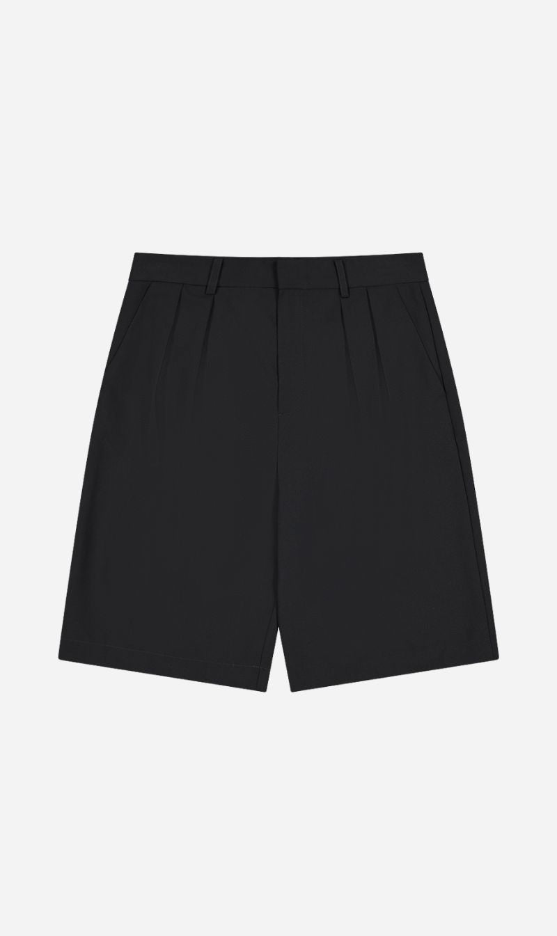 Rebe | Double Pleated Shorts - Black