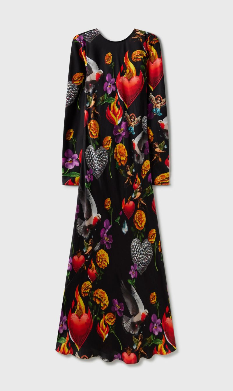 Silk Laundry | Full Sleeve Bias Dress - Dearly Beloved Black