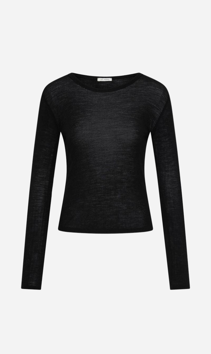 St Agni | Baby Wool Long Sleeve Top - Black
