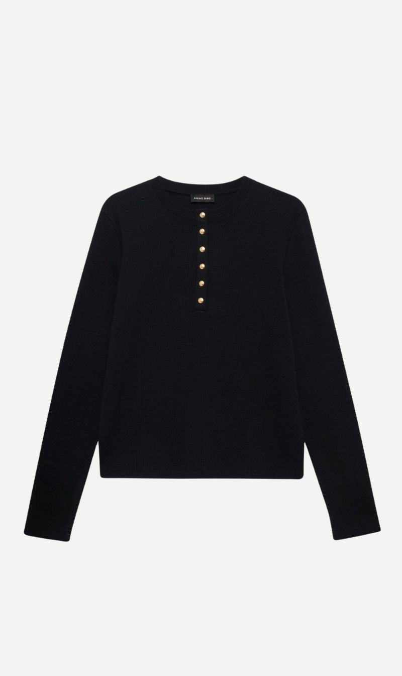 Anine Bing | Alessia Long Sleeve Tee - Black