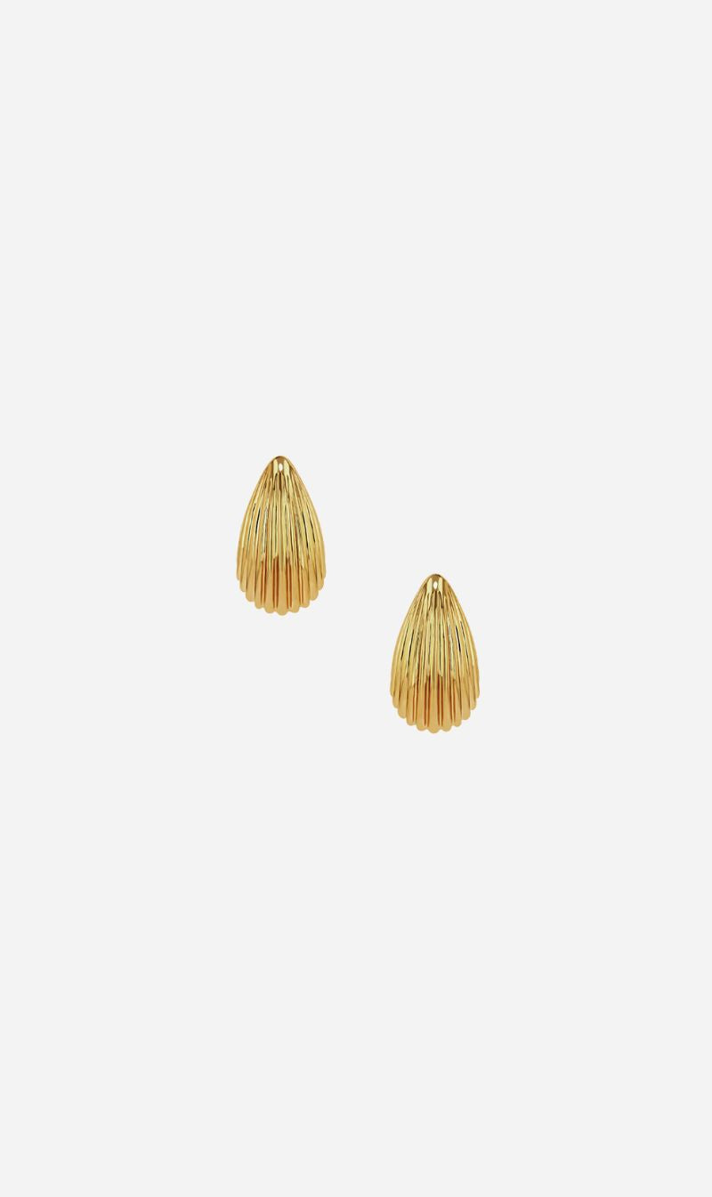 Anine Bing | Ribbed Drop Earrings - Gold