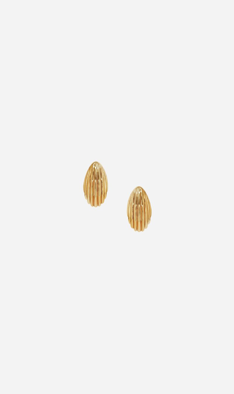 Anine Bing | Small Ribbed Drop Earrings - Gold