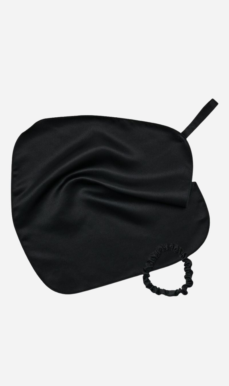 Hyoumankind | Hair Tie/Face Cloth Bundle - Silk Black