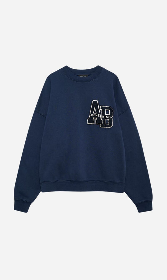 Anine Bing | Miles Oversized Sweatshirt Letterman - Washed Navy