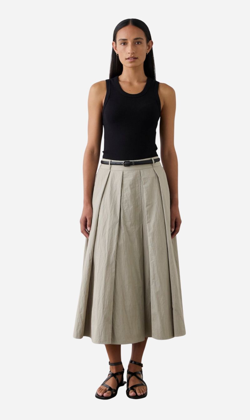 Laing | Full Pleated Skirt - Pale Sage