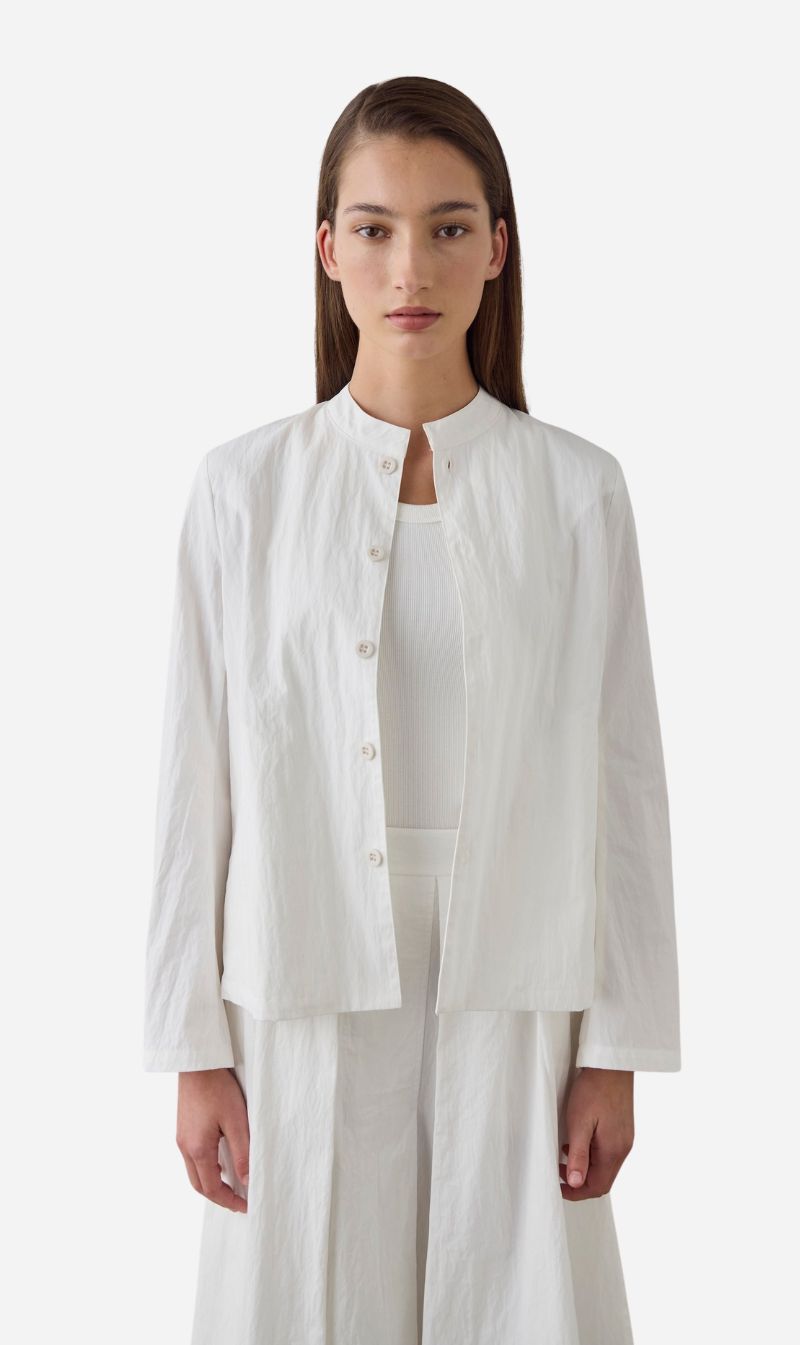 Laing | Mandarin Shirt Jacket - White