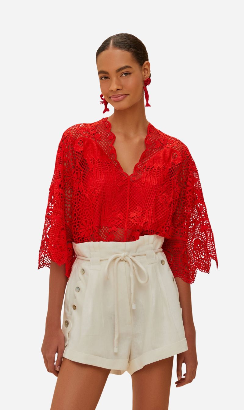 Farm Rio | Landscape Guipure Bodysuit - Red
