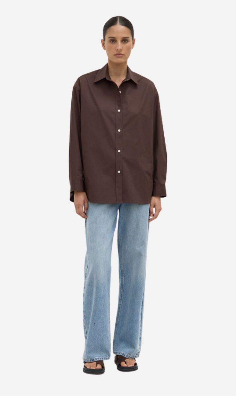 Assembly Label | Marigold Poplin Long Sleeve Shirt - Ganache