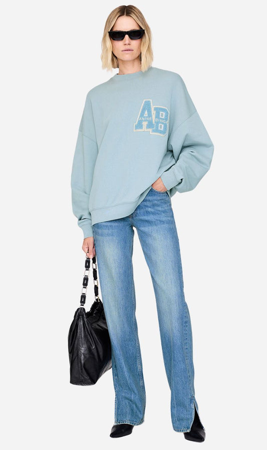 Anine Bing | Miles Oversized Sweatshirt Letterman - Pastel Blue