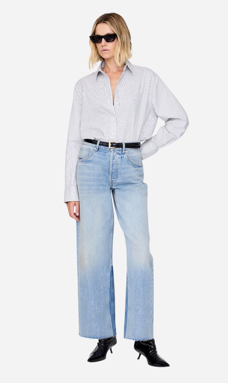 Anine Bing | Essie Shirt - White & Navy Stripe