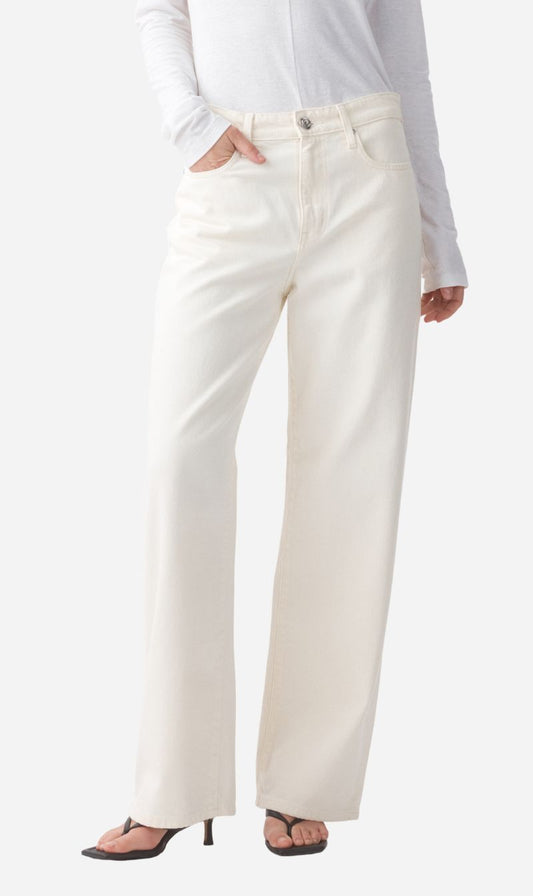 Outland Denim | Olive Mid Slouchy Wide Jean - Bone