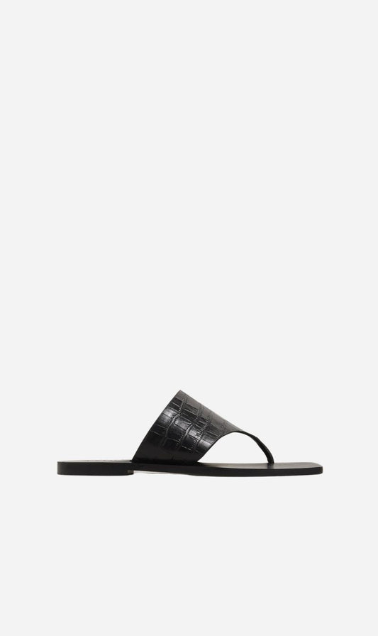 A.Emery | Paton Sandal - Black Embossed Croc