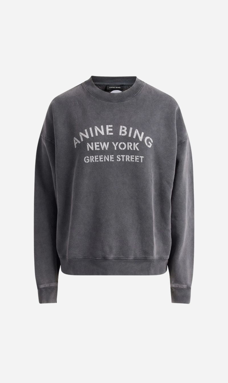 Anine Bing | Miles Sweatshirt NY - Washed Black
