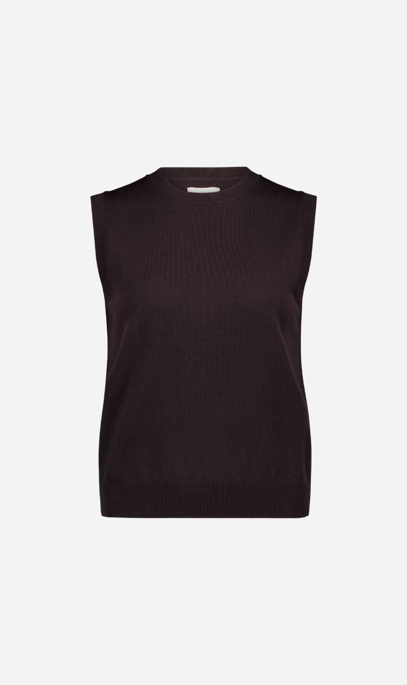 Rebe | Crewneck Vest - Ganache