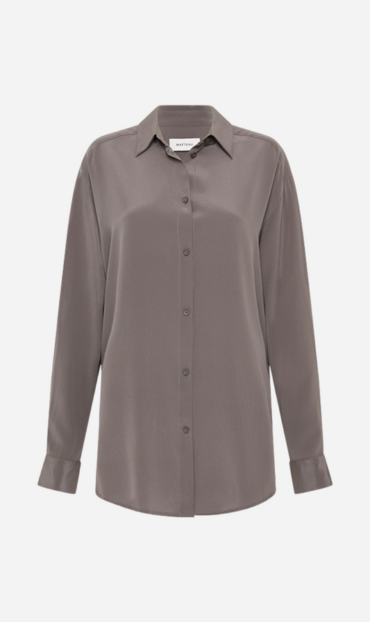 Matteau | Long Sleeve Silk Shirt - Slate