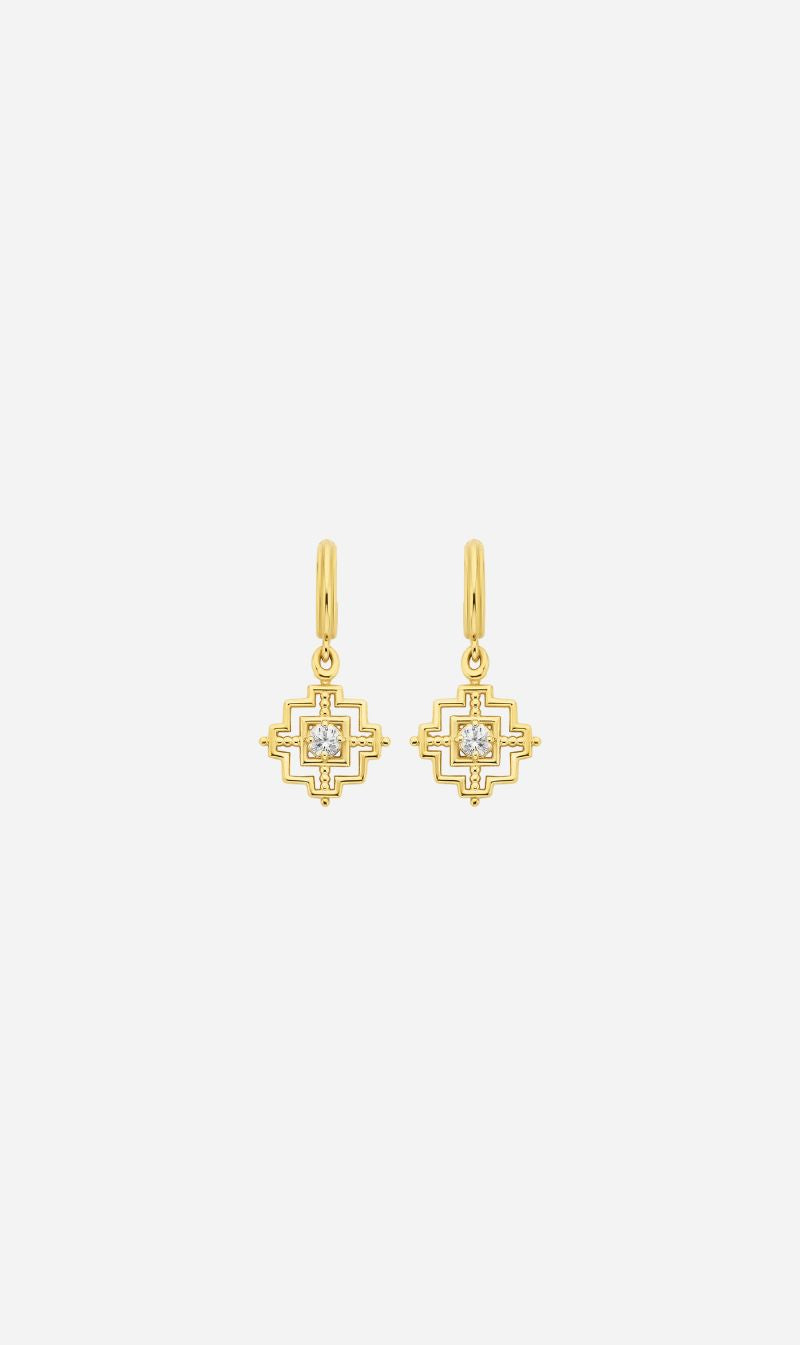 Zoe & Morgan | Centered Earrings - Gold/White Zircon