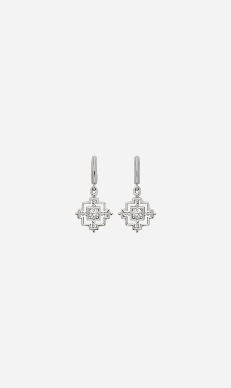 Zoe & Morgan | Centered Earrings - Silver/White Zircon