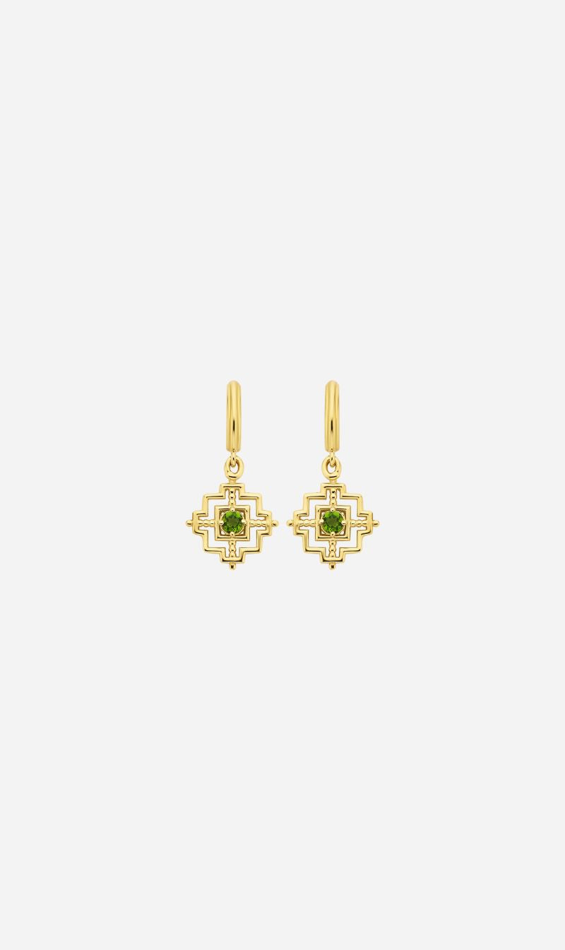 Zoe & Morgan | Centered Earrings - Gold/Chrome Diopside
