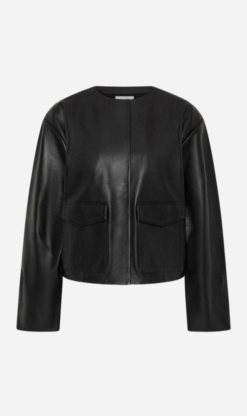 St Agni | Utility Cocoon Leather Bomber - Black