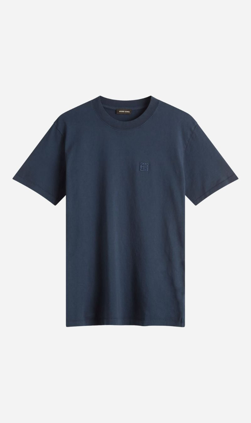 Anine Bing | Lili Tee Framed Monogram - Washed Navy