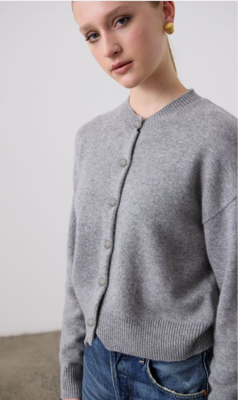 Laing | Boxy Cashmere Cardigan - Grey Marle