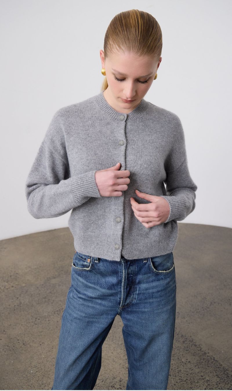 Laing | Boxy Cashmere Cardigan - Grey Marle
